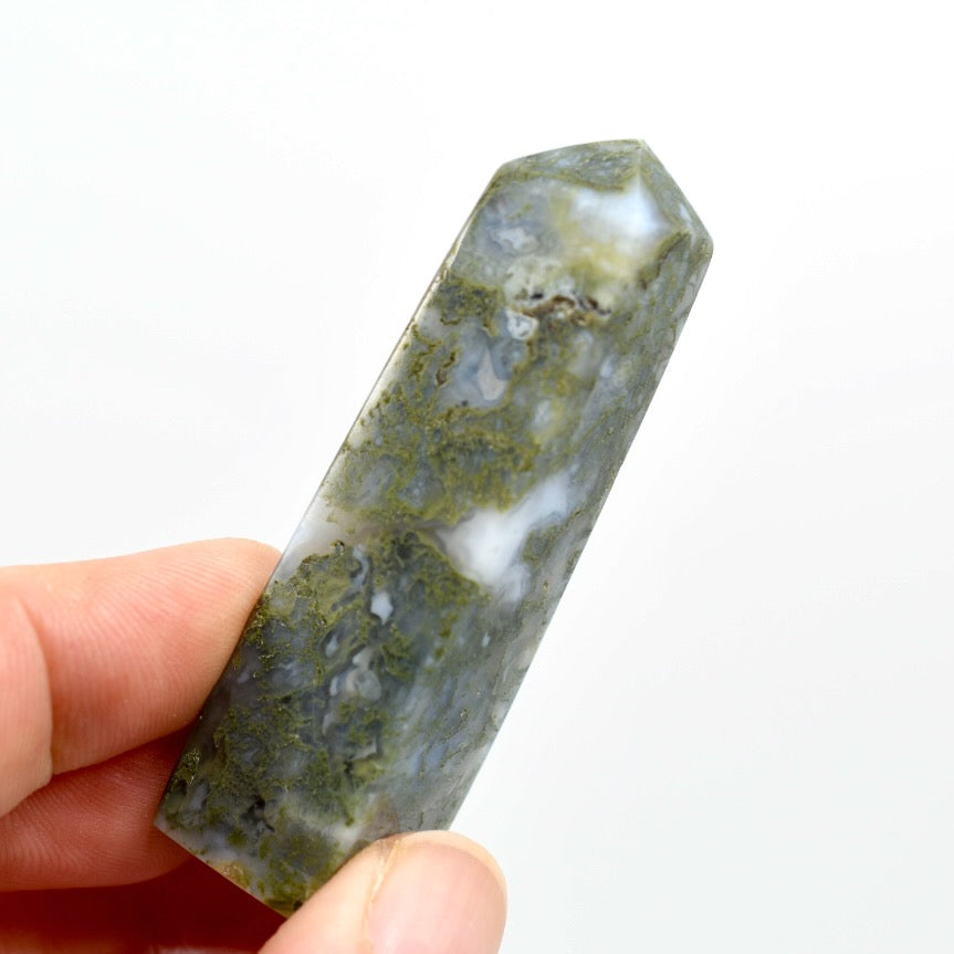 Moss Agate Crystal Tower