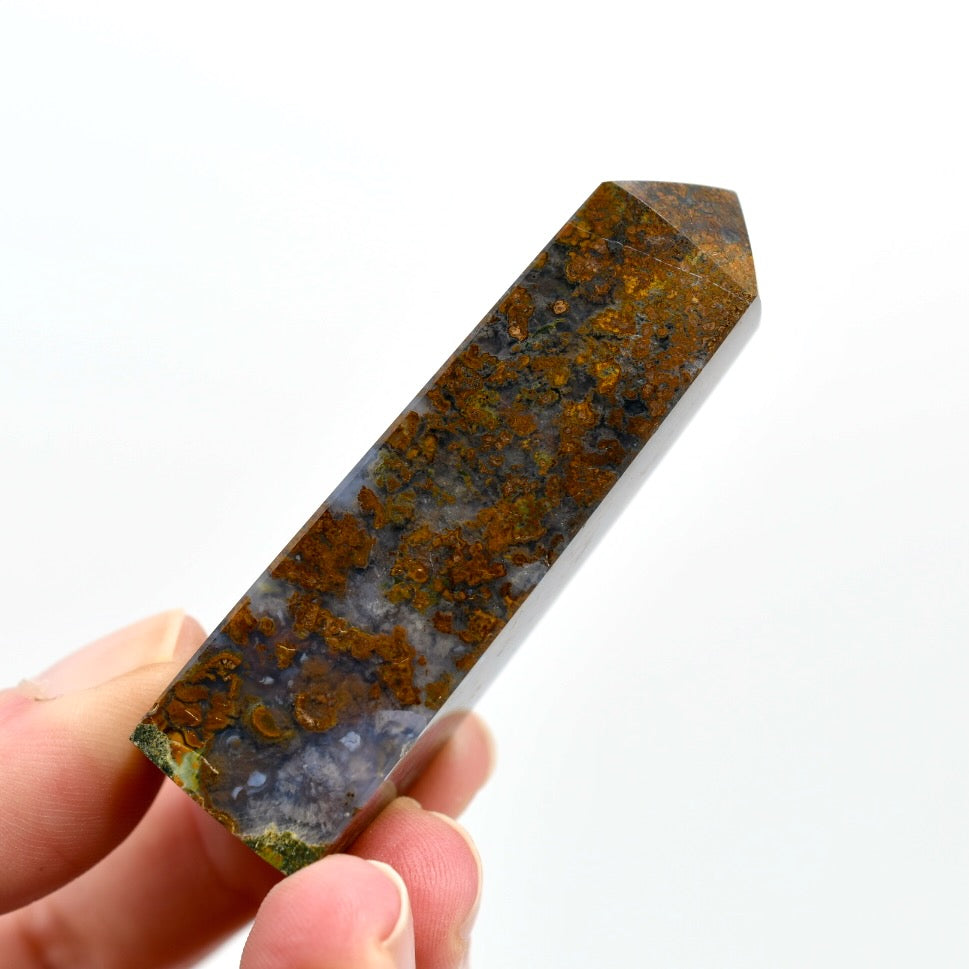 Moss Agate Crystal Tower
