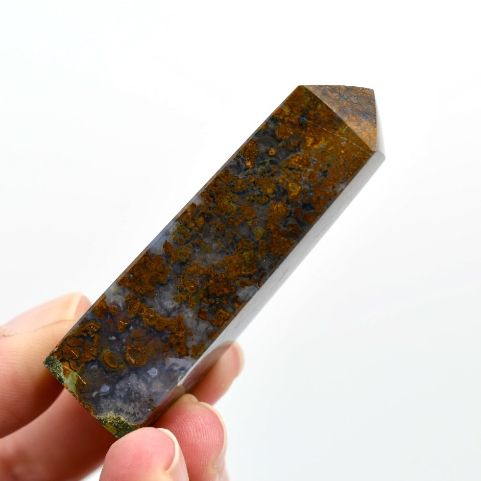 Moss Agate Crystal Tower