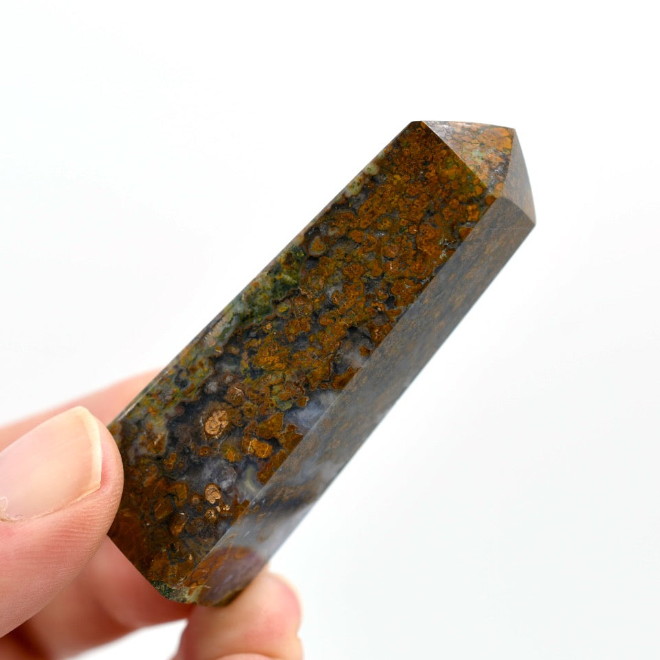 Moss Agate Crystal Tower