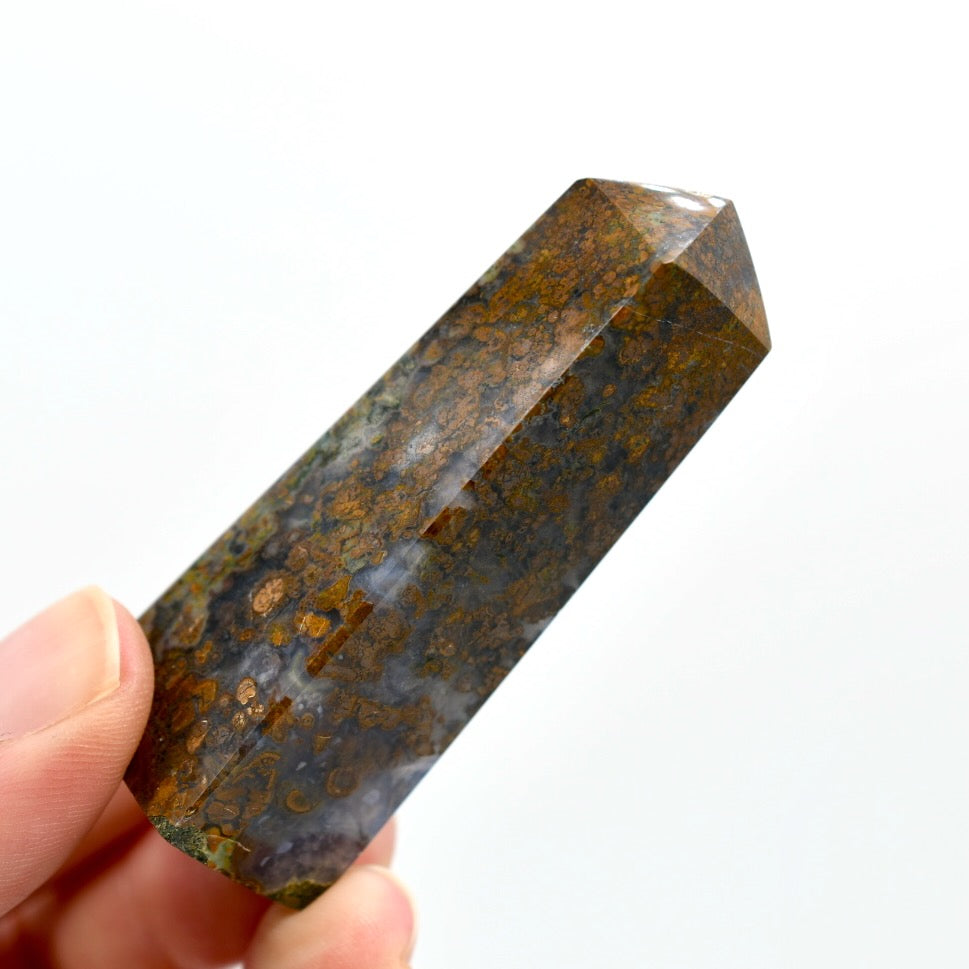Moss Agate Crystal Tower