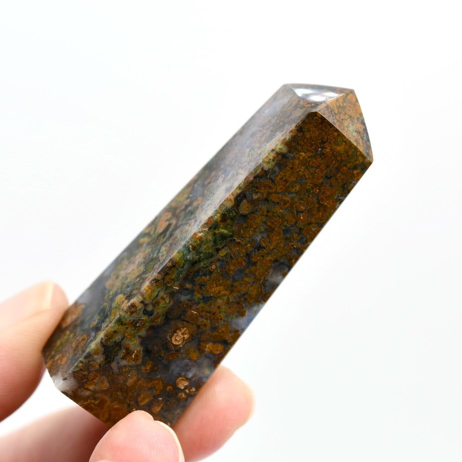 Moss Agate Crystal Tower