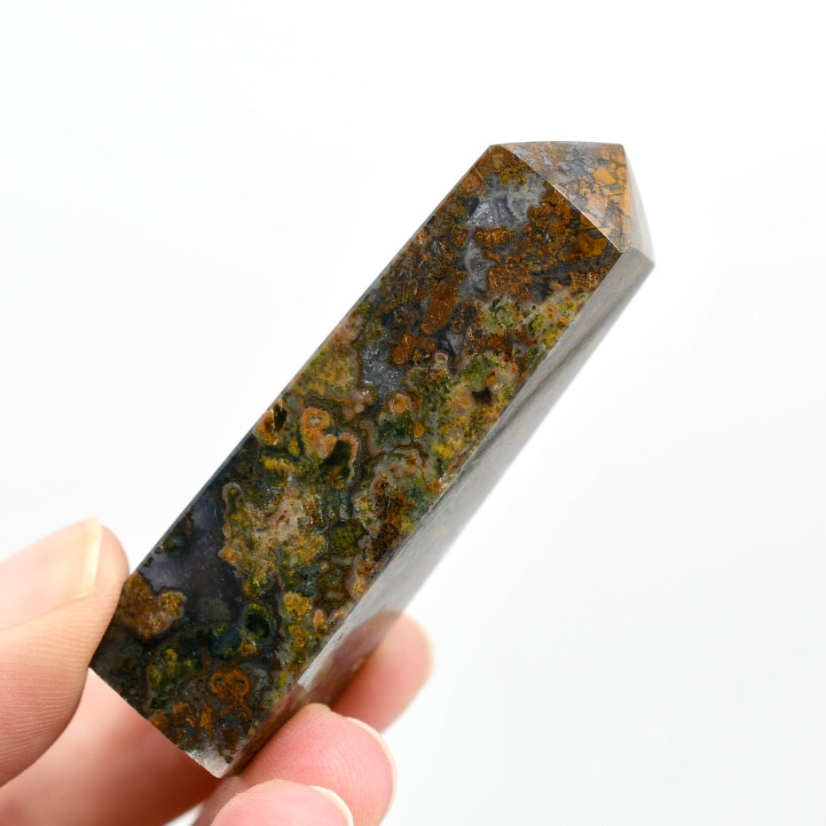 Moss Agate Crystal Tower