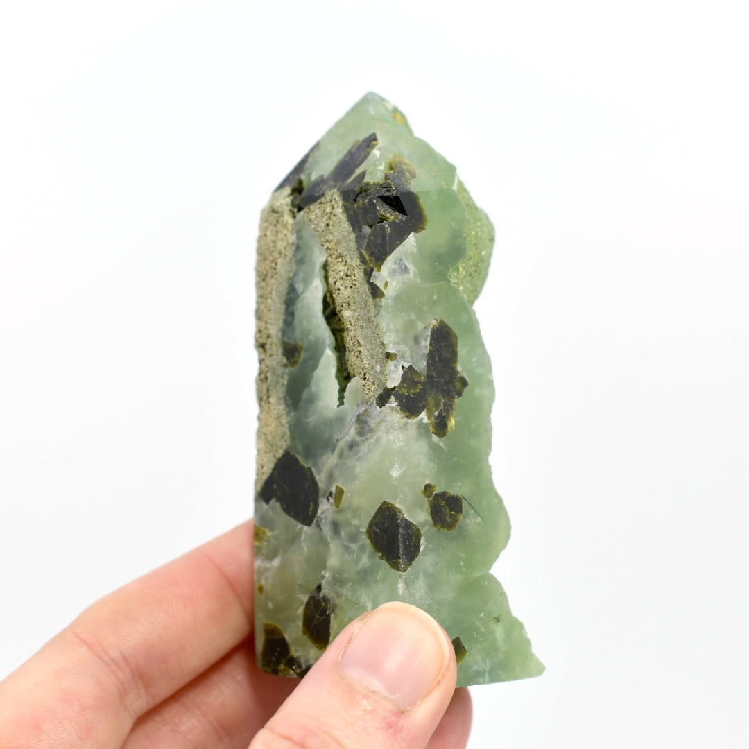 Botryoidal Prehnite Epidote Crystal Tower