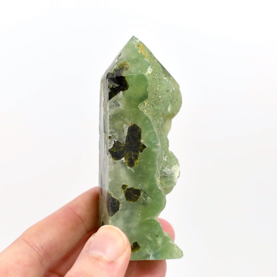 Botryoidal Prehnite Epidote Crystal Tower