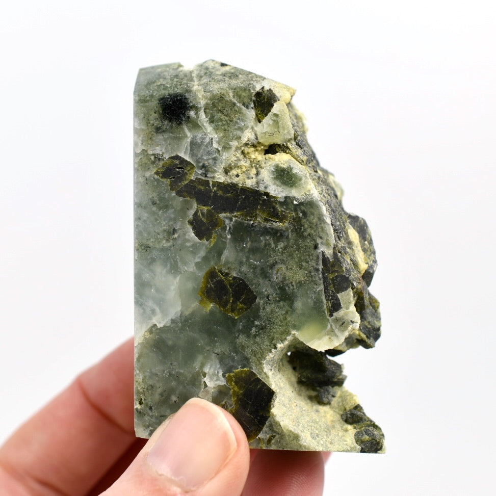 Botryoidal Prehnite x Epidote Crystal Tower