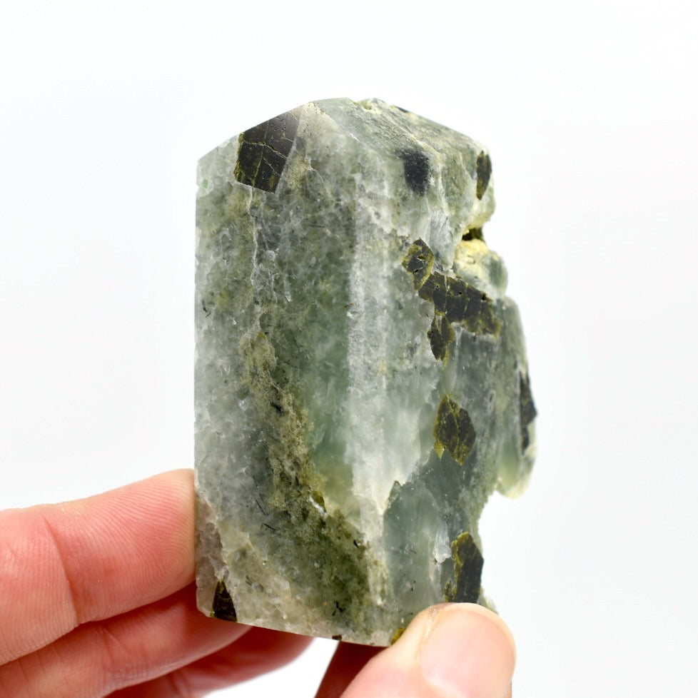 Botryoidal Prehnite x Epidote Crystal Tower