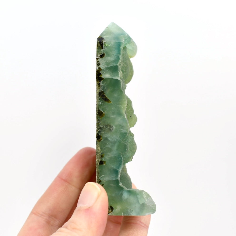 Botryoidal Prehnite Epidote Crystal Tower