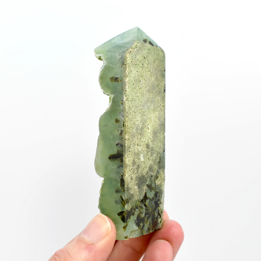 Botryoidal Prehnite Epidote Crystal Tower