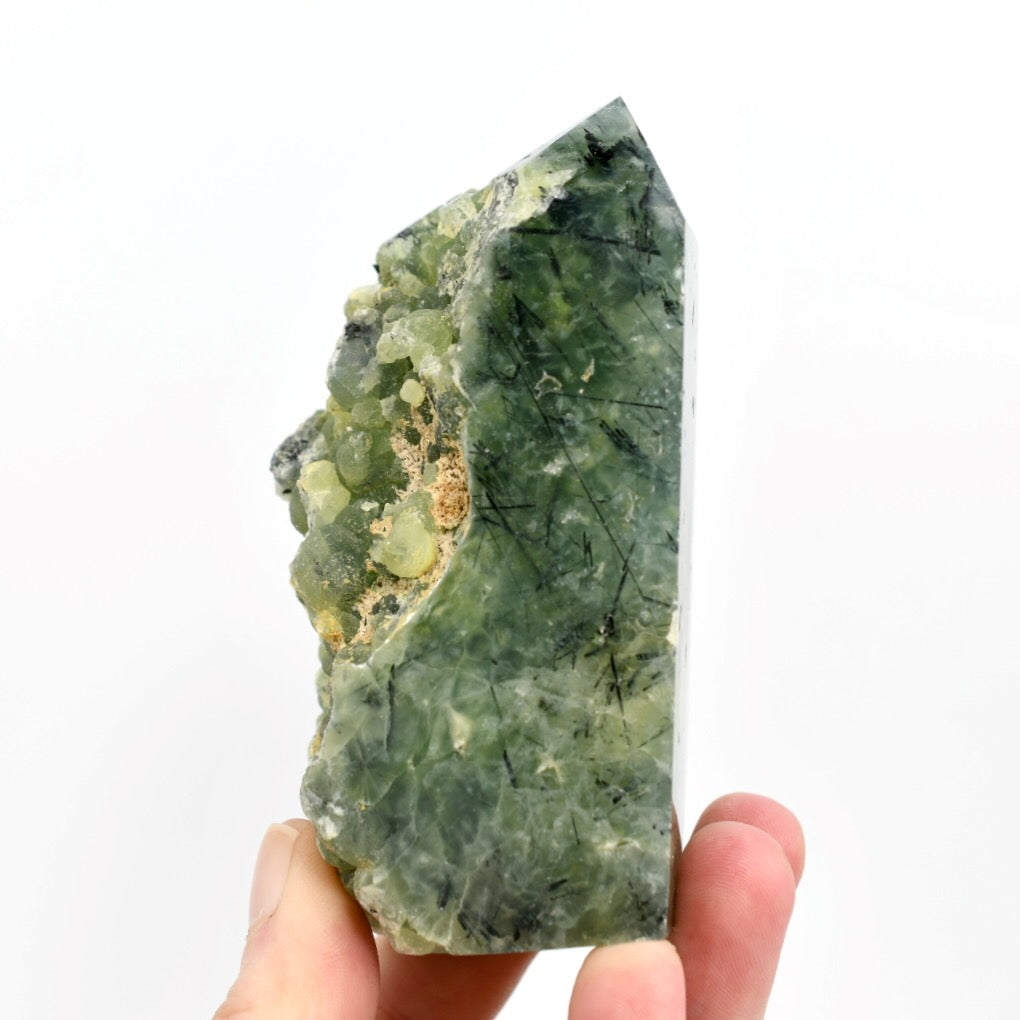 Botryoidal Prehnite Epidote Crystal Tower