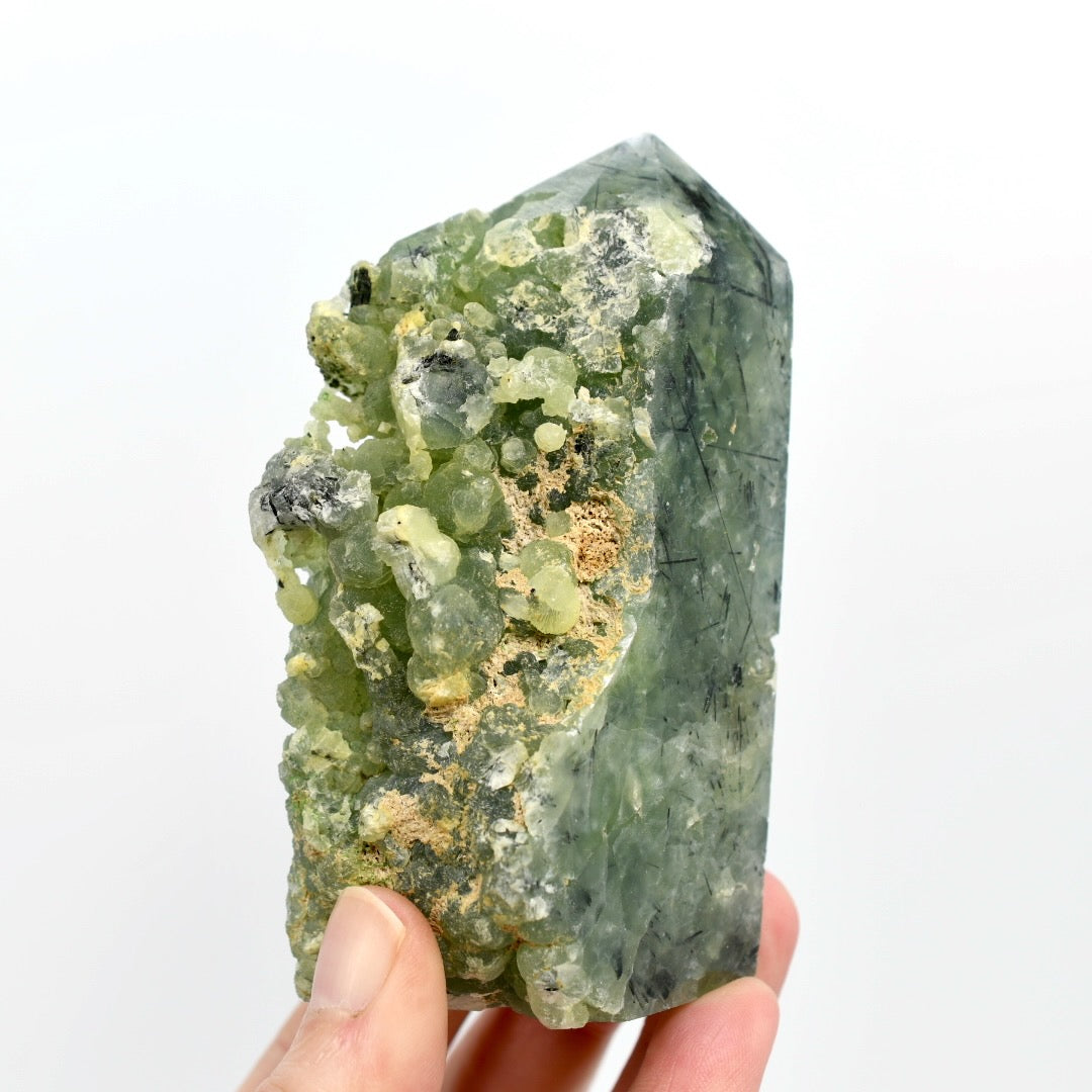 Botryoidal Prehnite Epidote Crystal Tower