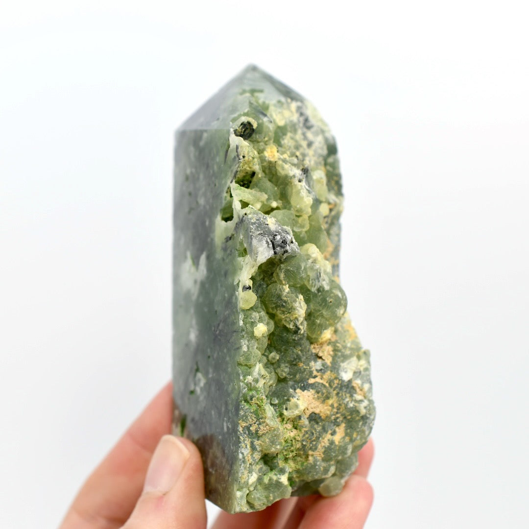 Botryoidal Prehnite Epidote Crystal Tower