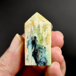 Blue Opalized Petrified Wood Copper Tower