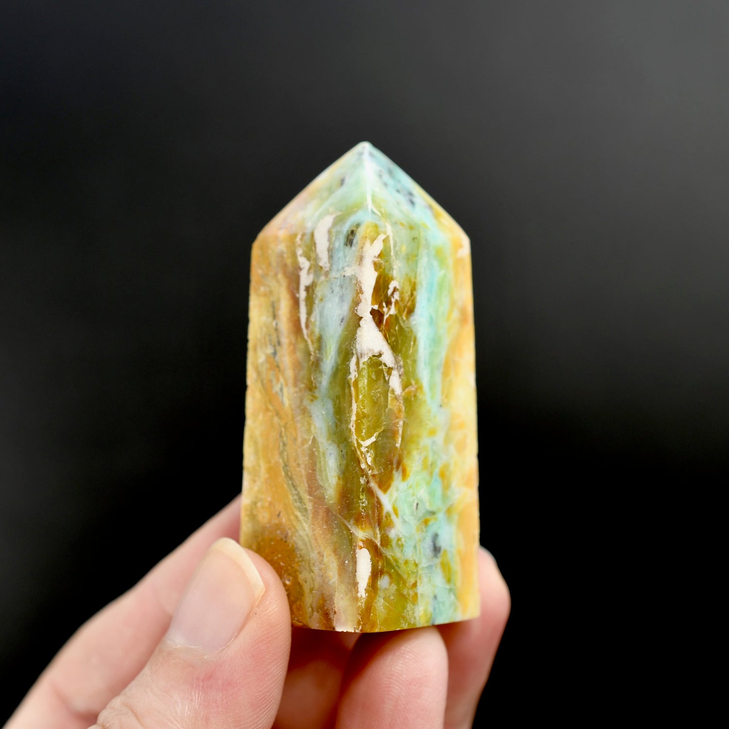 Blue Opalized Petrified Wood Tower, Blue Opal Wood
