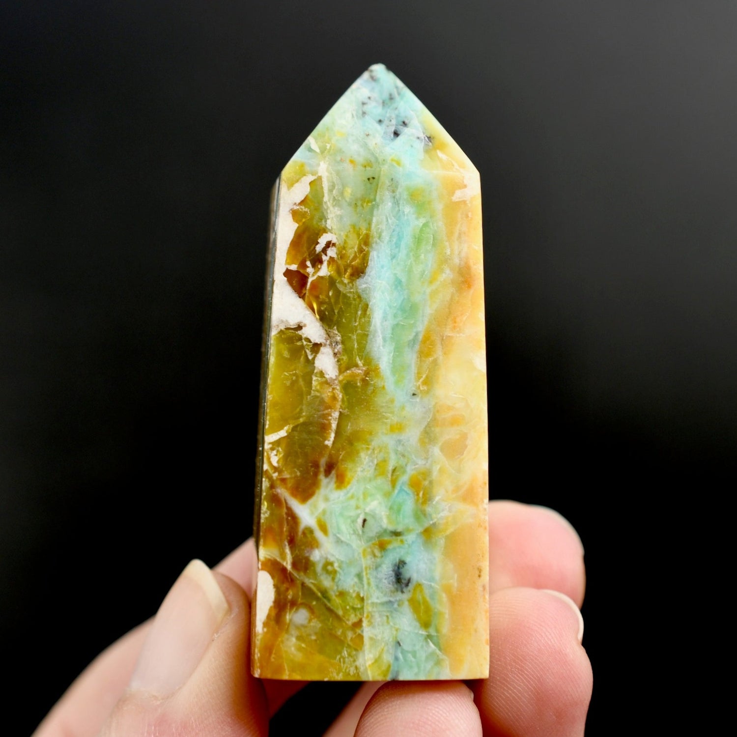 Blue Opalized Petrified Wood Tower, Blue Opal Wood