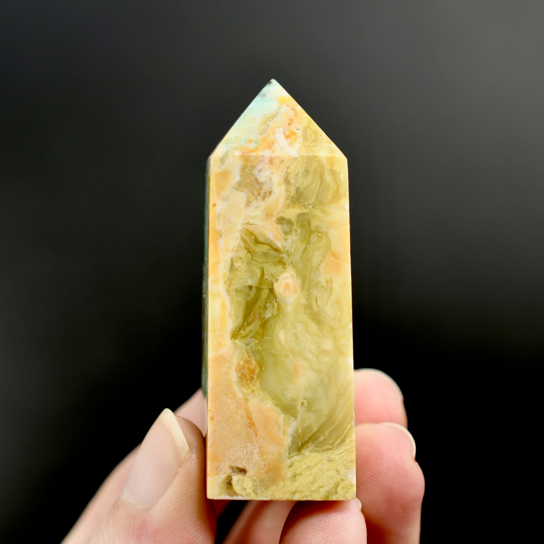 Blue Opalized Petrified Wood Tower, Blue Opal Wood