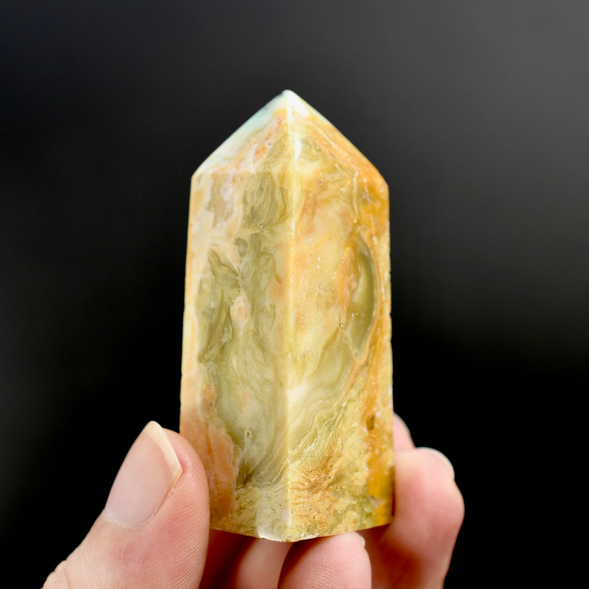 Blue Opalized Petrified Wood Tower, Blue Opal Wood