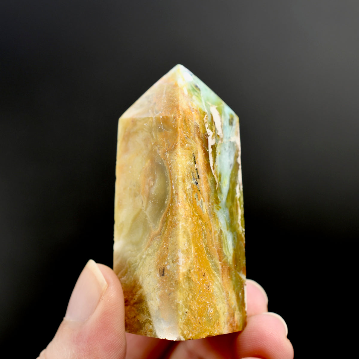 Blue Opalized Petrified Wood Tower, Blue Opal Wood