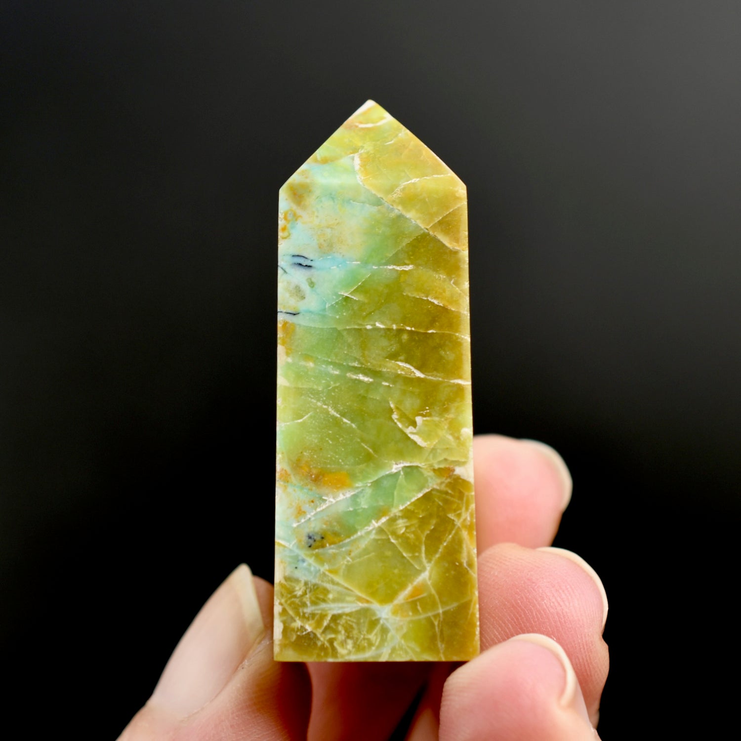 Blue Opalized Petrified Wood Tower, Blue Opal Wood