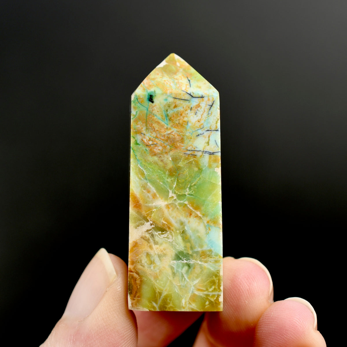 Blue Opalized Petrified Wood Tower, Blue Opal Wood