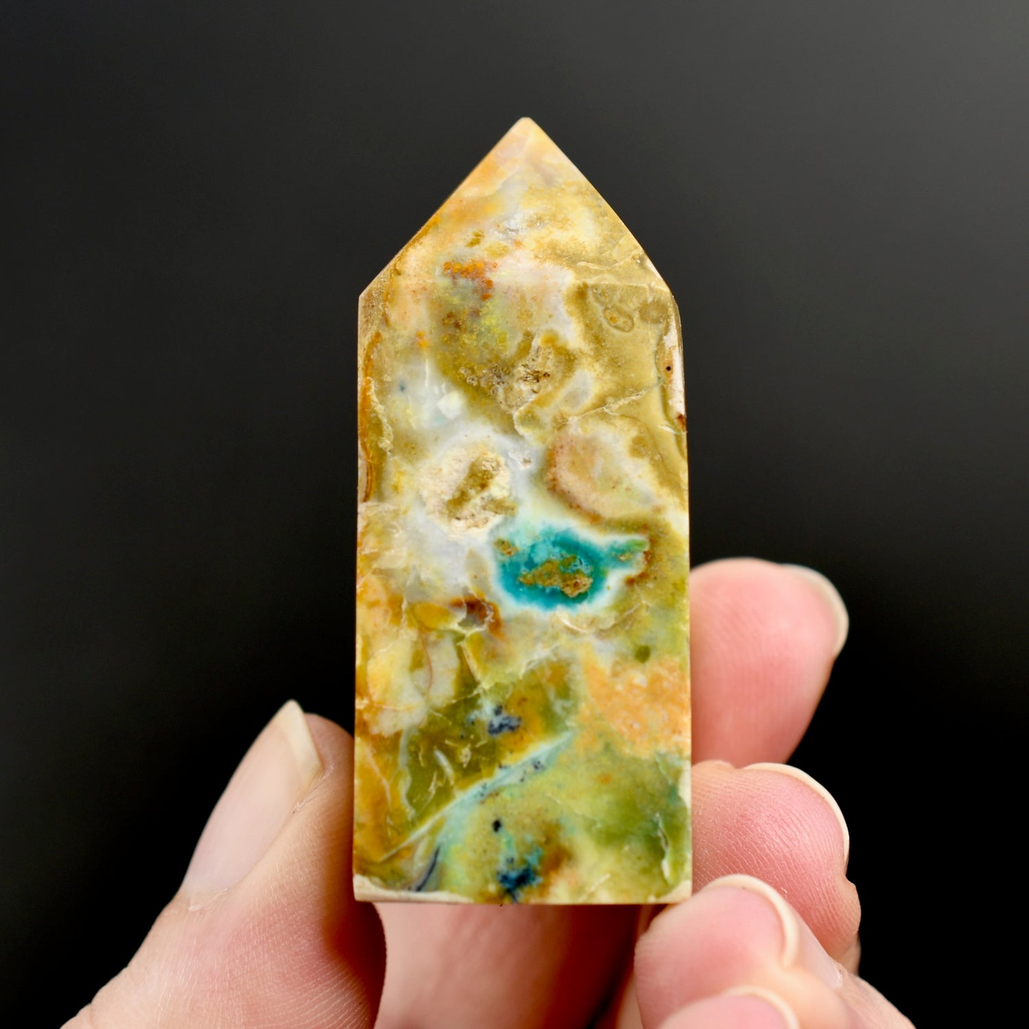Blue Opalized Petrified Wood Tower, Blue Opal Wood