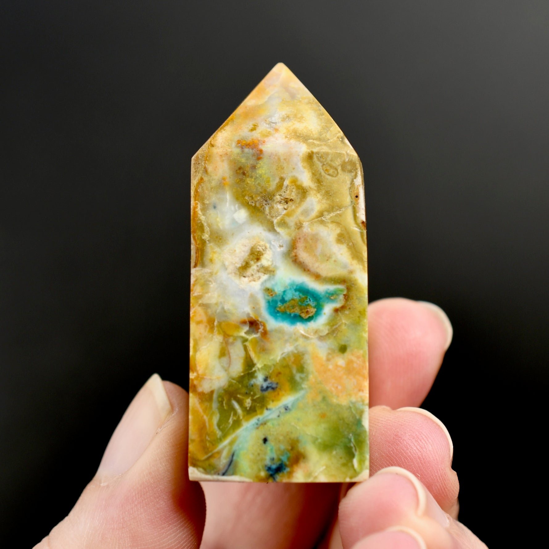 Blue Opalized Petrified Wood Tower, Blue Opal Wood