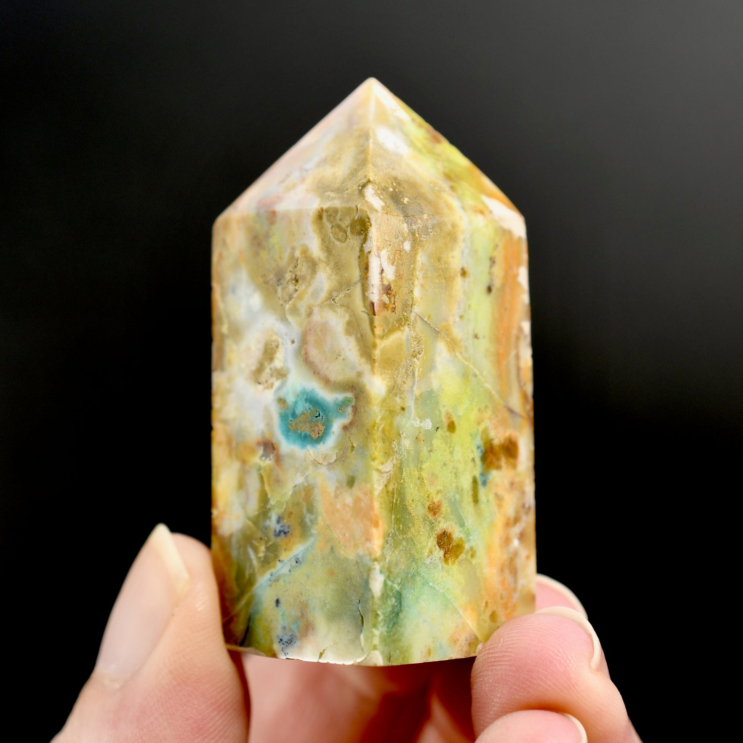 Blue Opalized Petrified Wood Tower, Blue Opal Wood