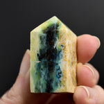 Blue Opalized Petrified Wood Copper Tower