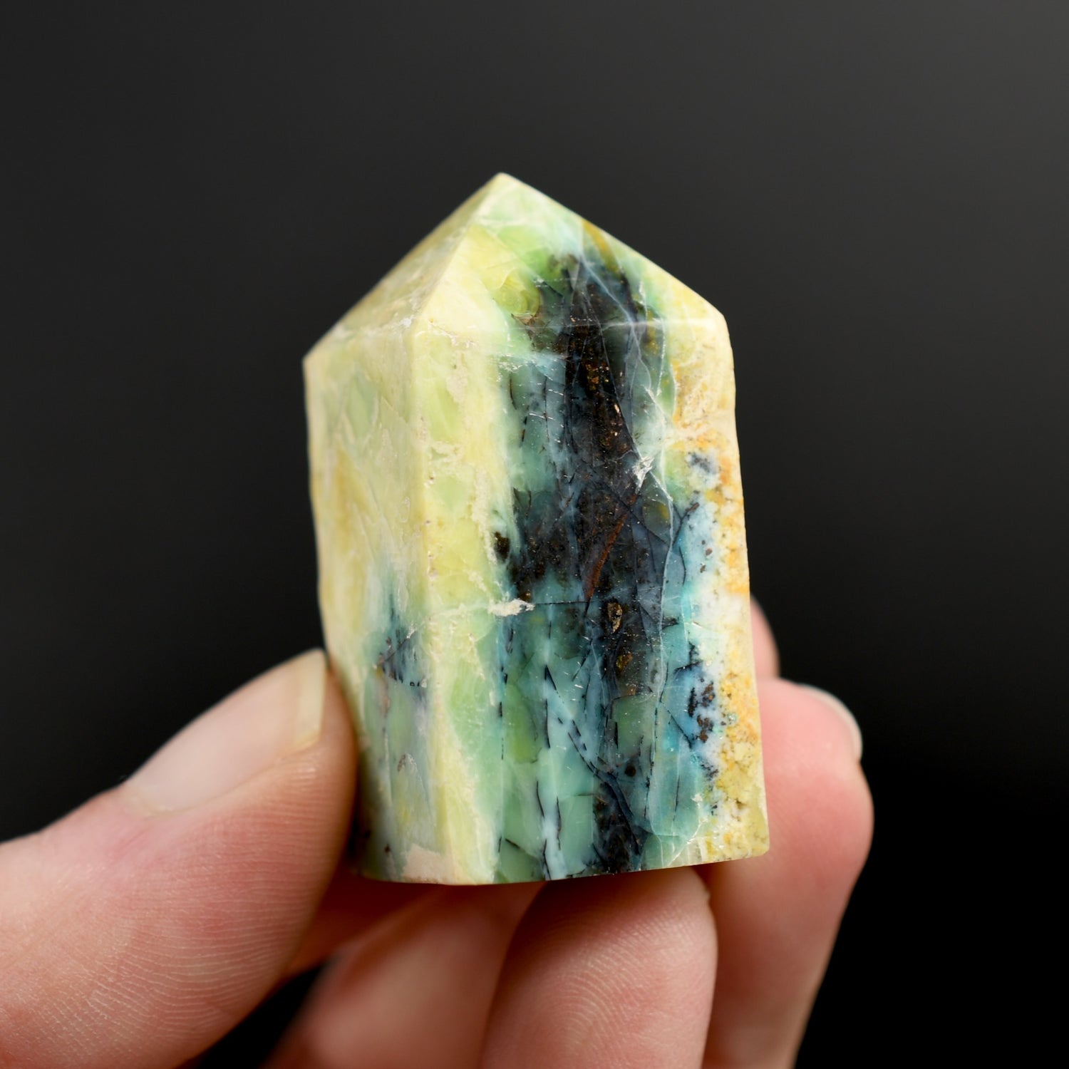 Blue Opalized Petrified Wood Copper Tower