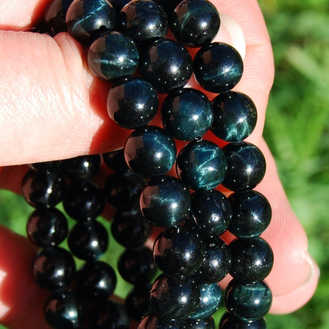 Blue Tiger's Eye Crystal Beaded Bracelet