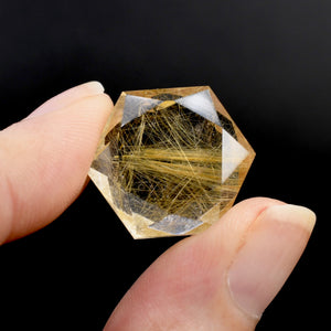 21mm Gem Golden Rutile Quartz Crystal Star of David, Brazil j27