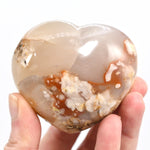 Sakura Flower Agate Heart Shaped Palm Stone