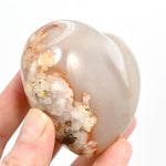 Sakura Flower Agate Heart Shaped Palm Stone