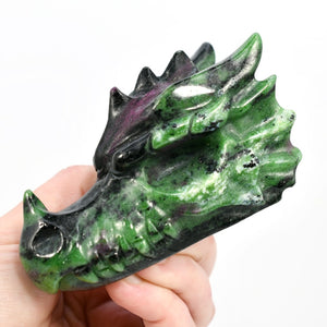 Ruby Zoisite Carved Crystal Dragon Skull