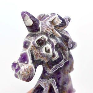 4.25in Chevron Amethyst Crystal Carved Unicorn Head