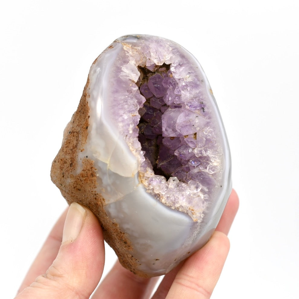 Amethyst Quartz Crystal Semi Polished Geode Nodule