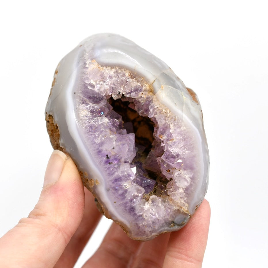Amethyst Quartz Crystal Semi Polished Geode Nodule