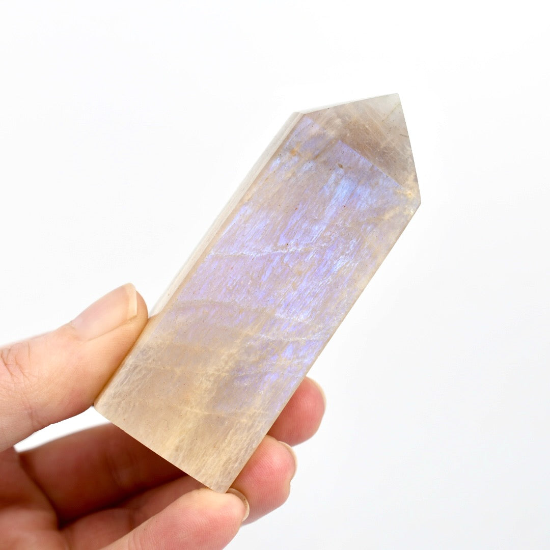 AAA Flashy Rainbow Moonstone Sunstone Crystal Tower