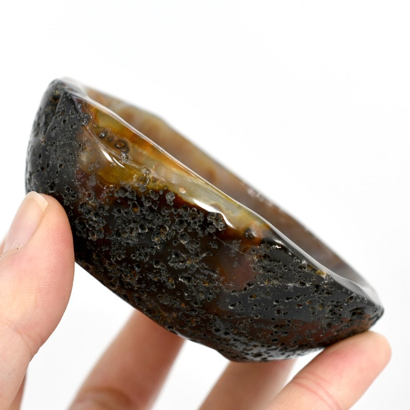 Natural Agate Carved Crystal Freeform Bowl
