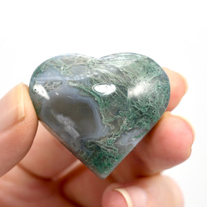 Moss Agate Crystal Heart Shaped Palm Stone