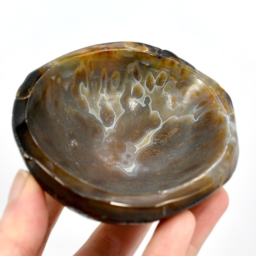 Natural Agate Carved Crystal Freeform Bowl