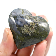 Load image into Gallery viewer, Moss Agate Crystal Heart Palm Stone
