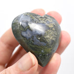Moss Agate Crystal Heart Palm Stone