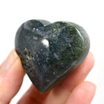 Moss Agate Crystal Heart Palm Stone