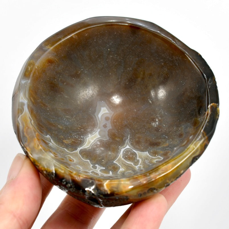 Natural Agate Carved Crystal Freeform Bowl