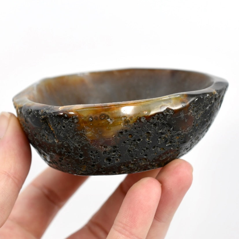 Natural Agate Carved Crystal Freeform Bowl