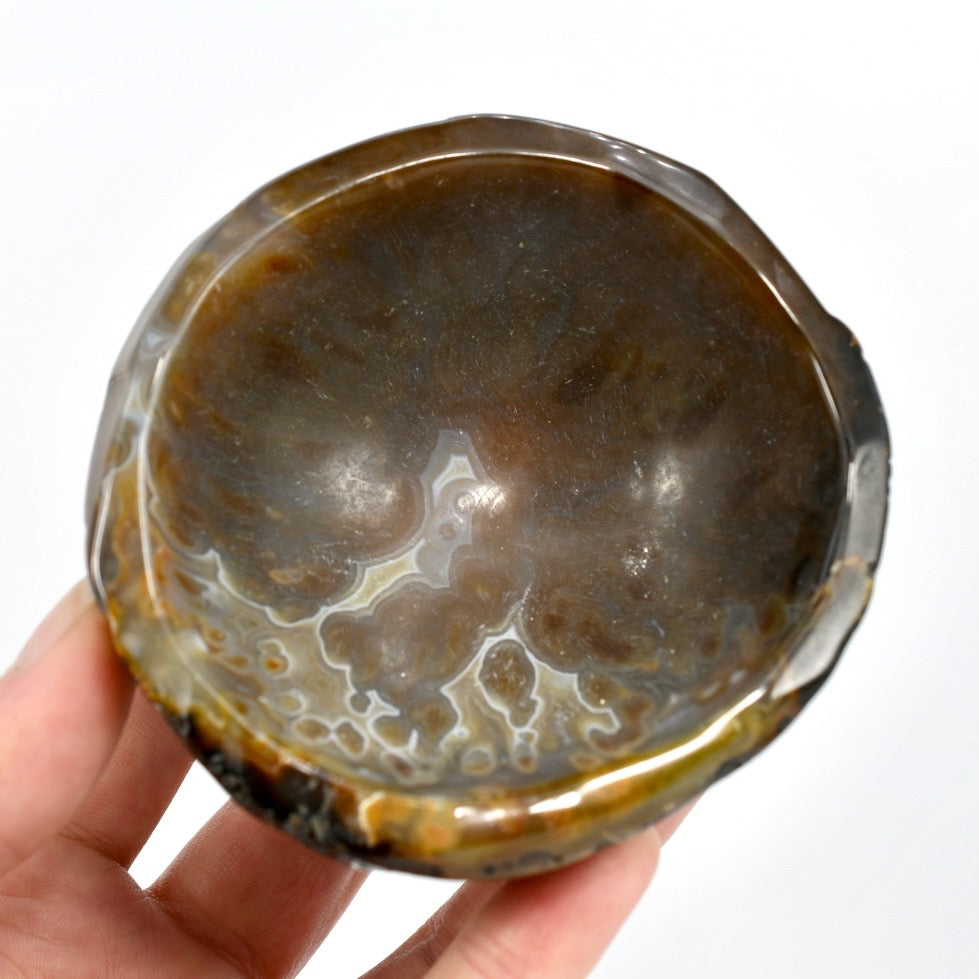 Natural Agate Carved Crystal Freeform Bowl