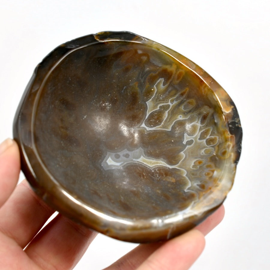 Natural Agate Carved Crystal Freeform Bowl