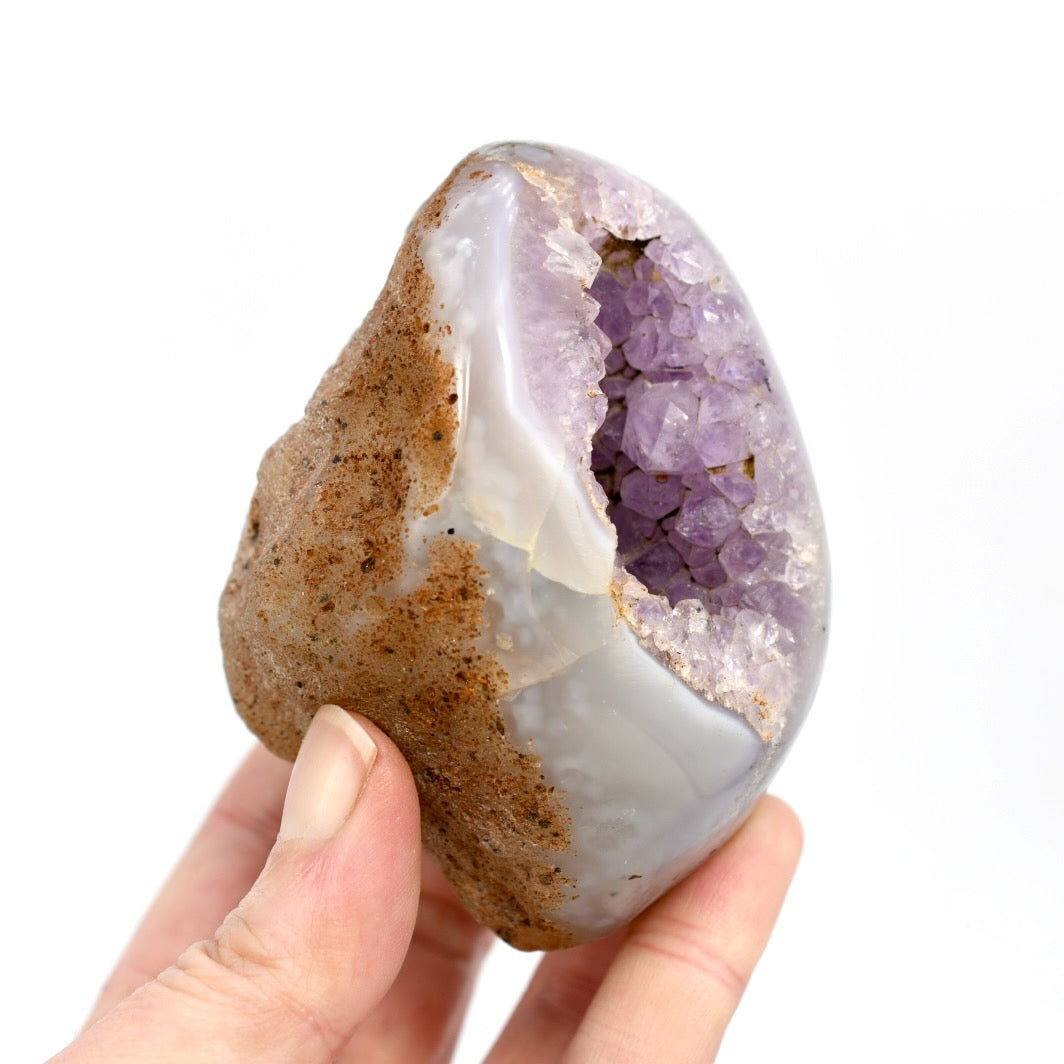Amethyst Quartz Crystal Semi Polished Geode Nodule