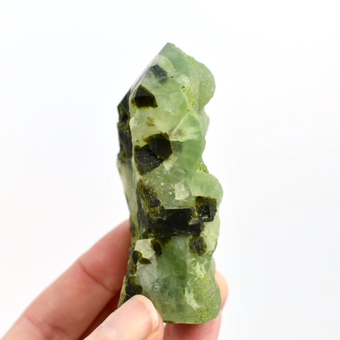 Botryoidal Prehnite Epidote Crystal Tower